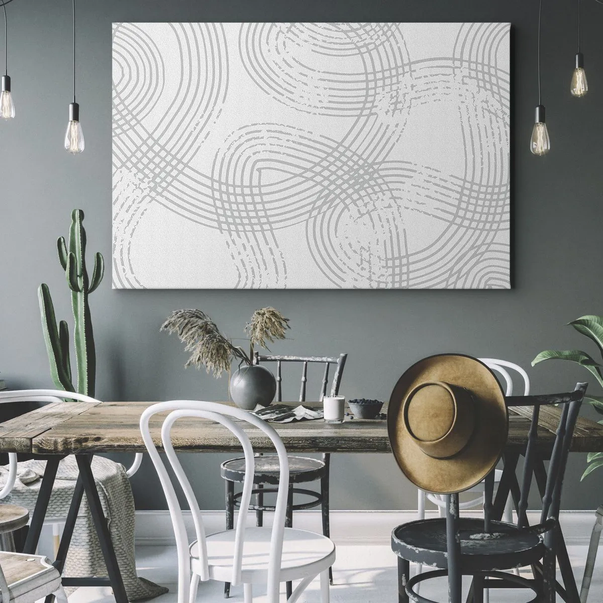 Impression sur toile - Image sur toile - Un motif subtil avec des lignes entrelacées dans des tons clairs - 70x50cm - Il n'y a pas de chemin droit - Décoration murale moderne pour le salon et la chambre ARTTOR