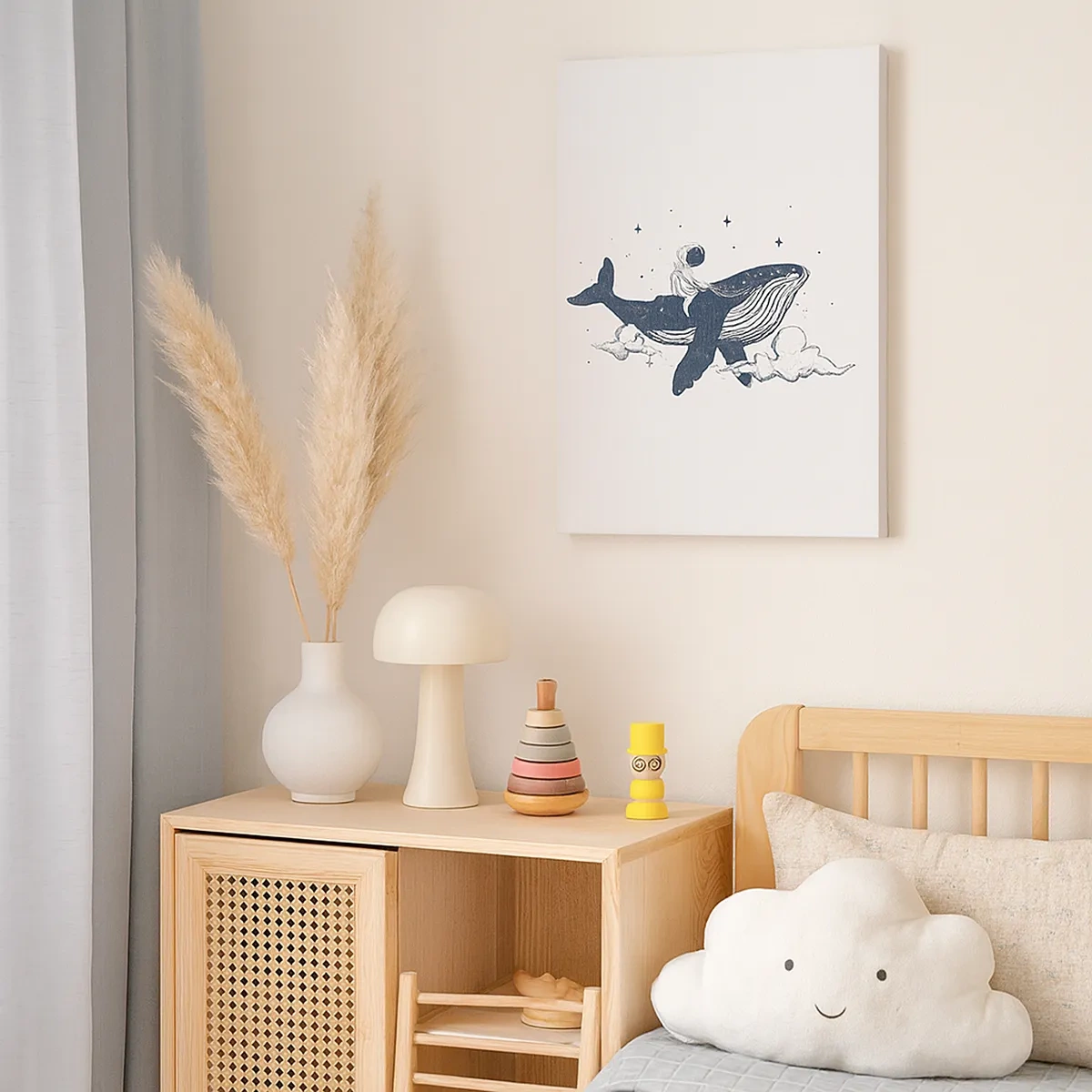 Impression sur toile - Image sur toile - Astronaute sur une baleine flottant dans l'espace - 50x70cm - Aventure spatiale - Décoration murale moderne pour le salon et la chambre ARTTOR