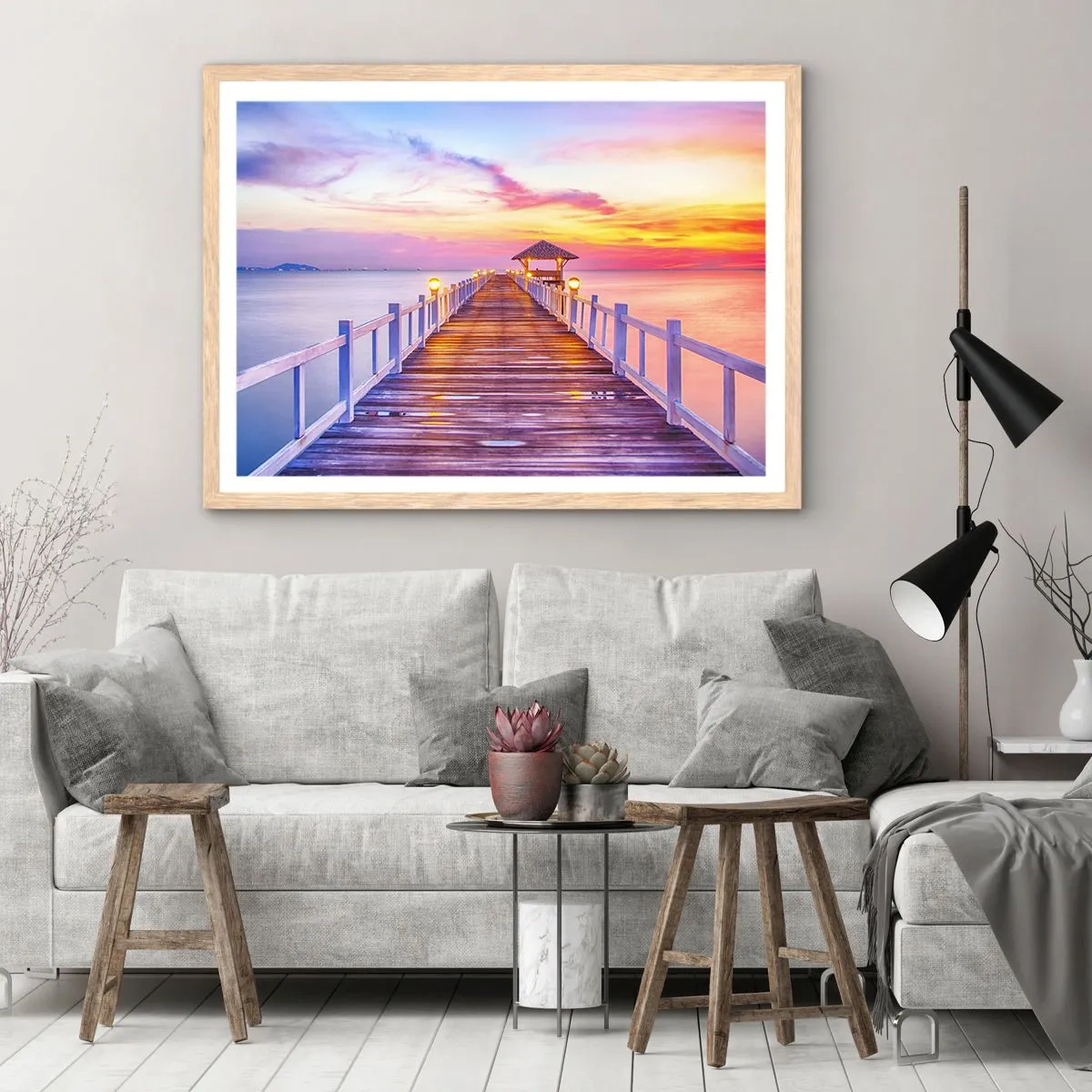 Affiche dans un chêne clair - Poster - Le silence lilas-doré du soir - 70x50 cm