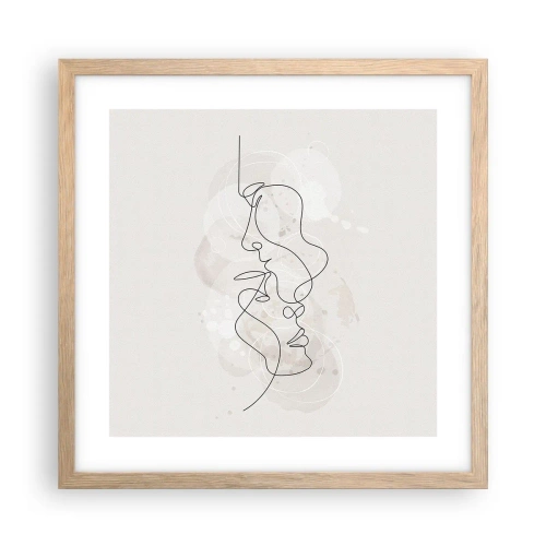 Affiche dans un chêne clair - Poster - Emmêlé dans une étreinte - 40x40 cm