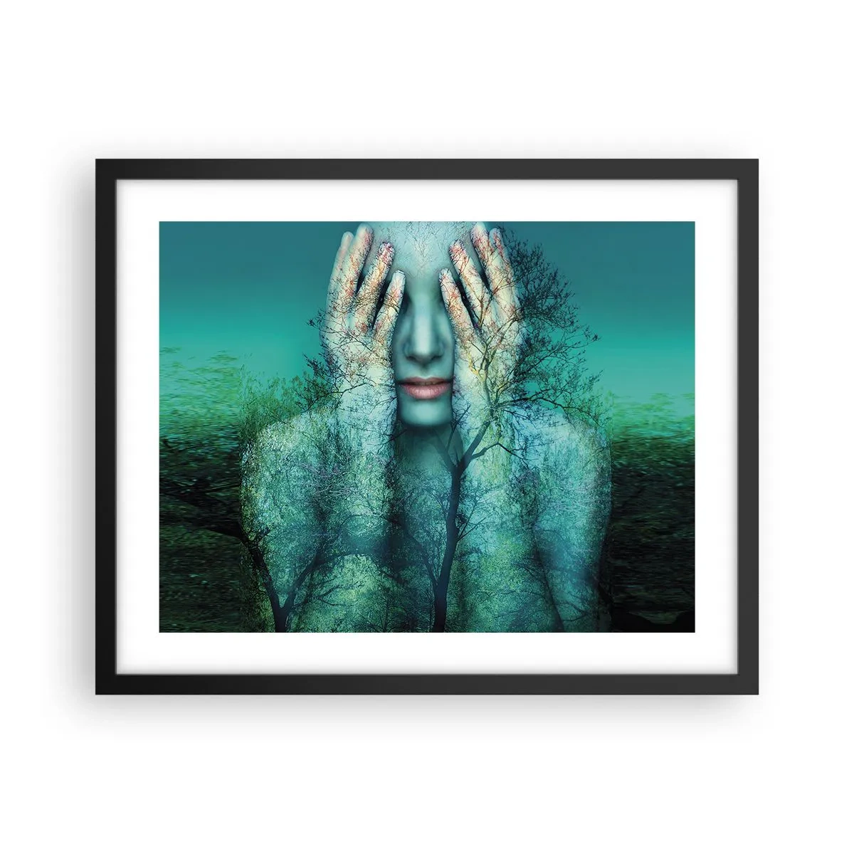 Affiche dans un cadre noir - Poster - immergé dans l'azur - 50x40 cm