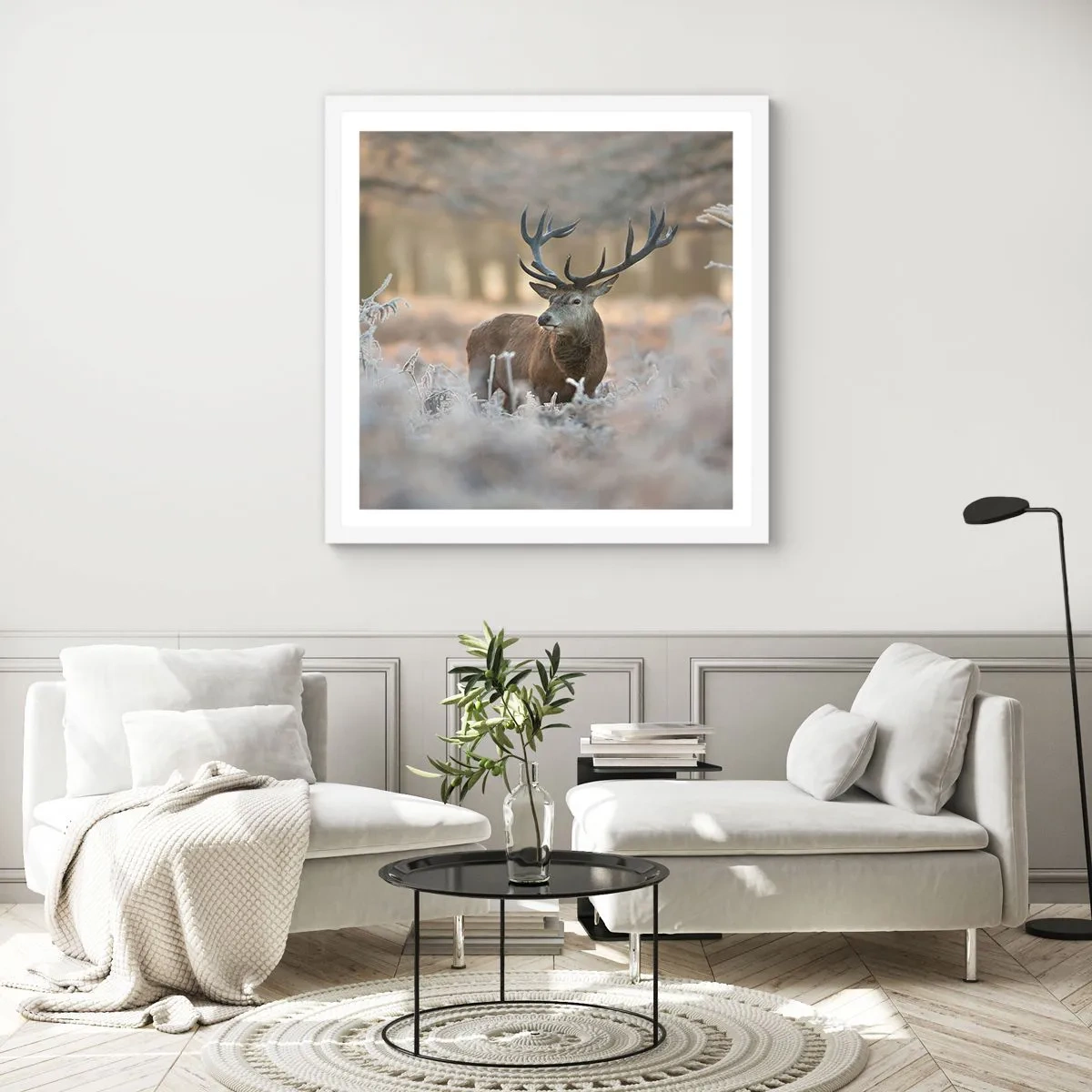 Affiche dans un cadre blanc - Poster - Une matinée animée - 60x60 cm