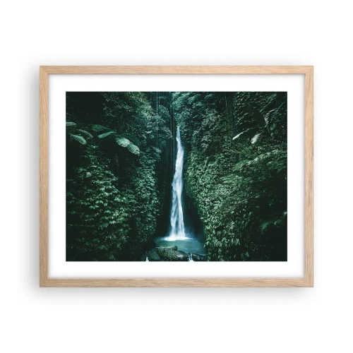 Affiche dans un chêne clair - Poster - Fontaine tropicale - 50x40 cm