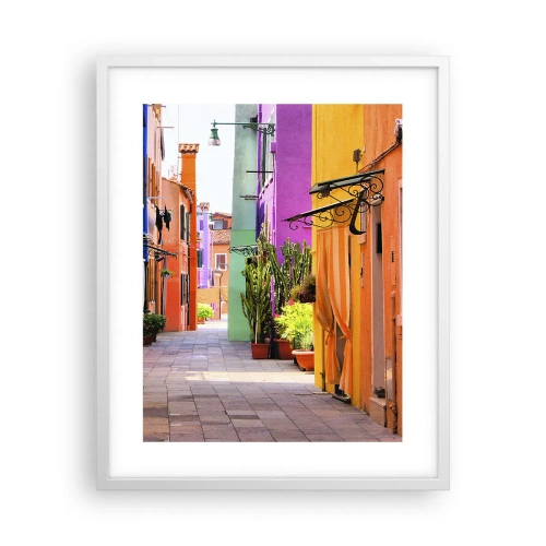 Affiche dans un cadre blanc - Poster - Allée arc-en-ciel - 40x50 cm
