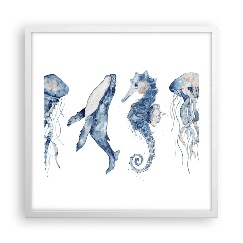 Affiche dans un cadre blanc - Poster - Merveilles de la mer - 50x50 cm