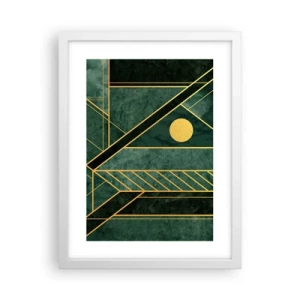 Affiche dans un cadre blanc - Poster - Dynamique or et azur - 30x40 cm