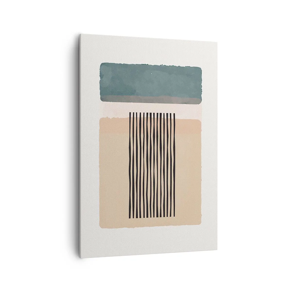 Impression sur toile - Image sur toile - Formes géométriques minimalistes dans des tons beiges et verts - 70x100cm - Tout est en ordre - Décoration murale moderne pour le salon et la chambre ARTTOR