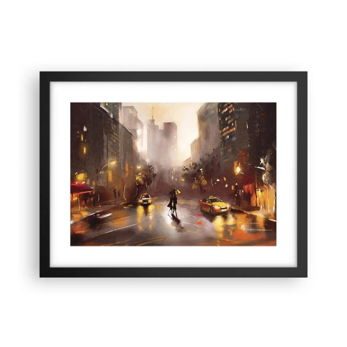 Affiche dans un cadre noir - Poster - Dans les lumières de New-York - 40x30 cm