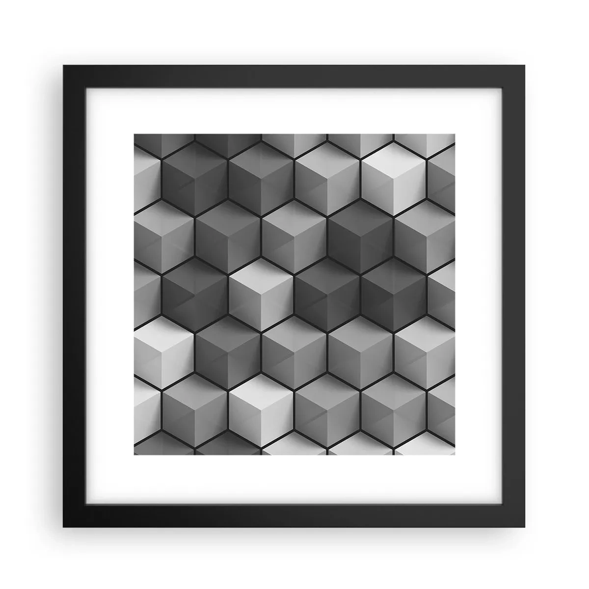 Affiche dans un cadre noir - Poster - Puzzle cubiste - 30x30 cm