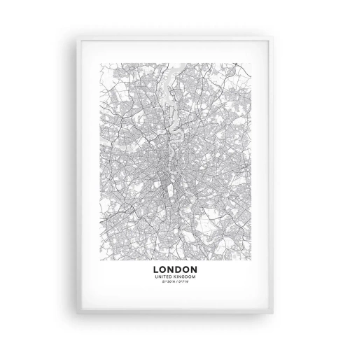 Affiche dans un cadre blanc - Poster - Carte du labyrinthe londonien - 70x100 cm