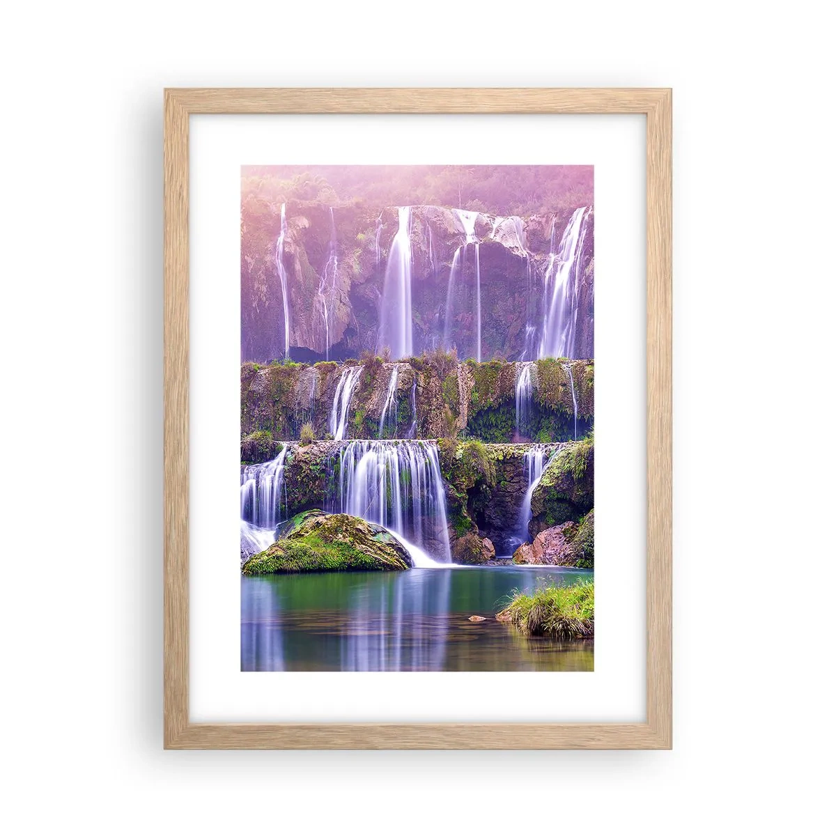 Affiche dans un chêne clair - Poster - Escalier vers le ciel - 30x40 cm