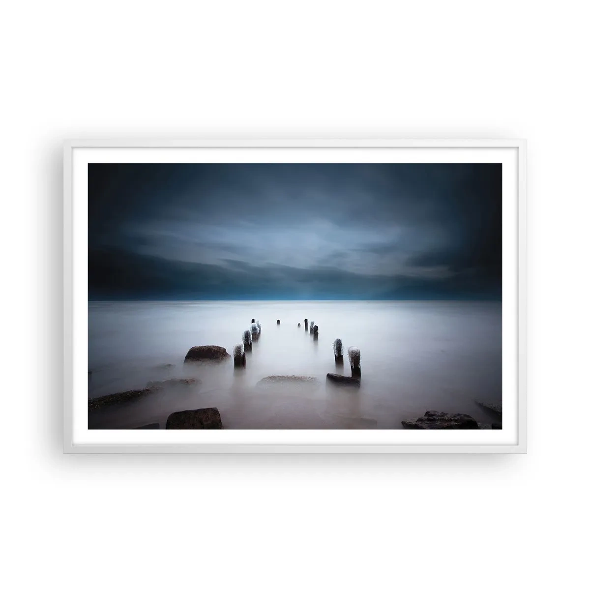 Affiche dans un cadre blanc - Poster - Lac pensif - 91x61 cm