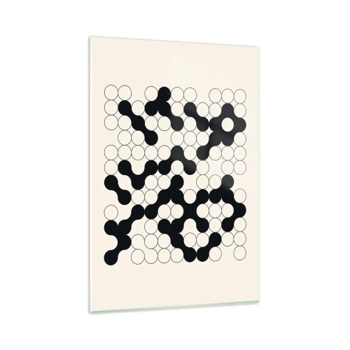Impression sur verre - Image sur verre - Motifs noirs et blancs avec des cercles sur fond clair - 80x120cm - Jeu chinois – variation - Décoration murale moderne pour le salon et la chambre ARTTOR