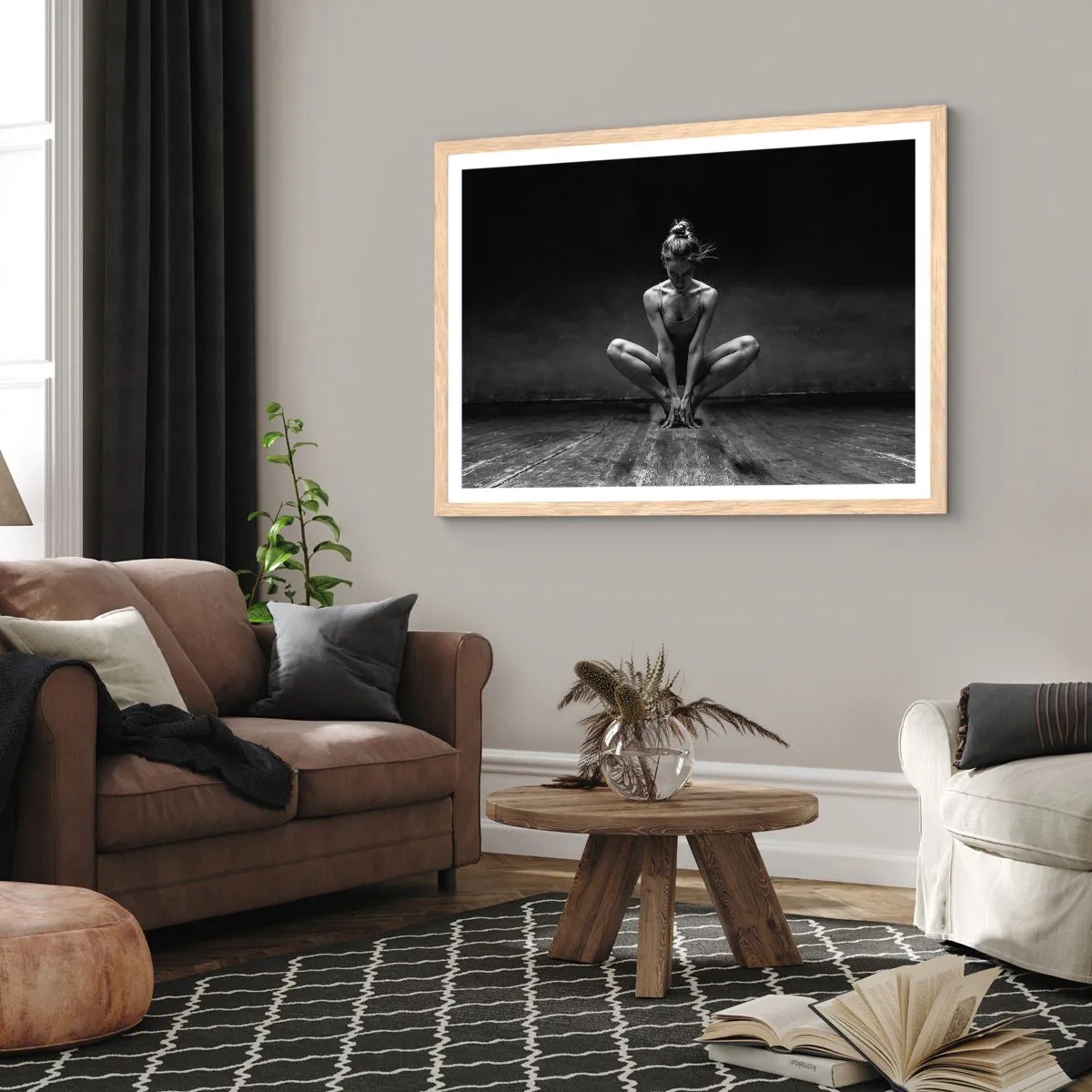 Affiche dans un chêne clair - Poster - Concentration de l'énergie de la danse - 91x61 cm
