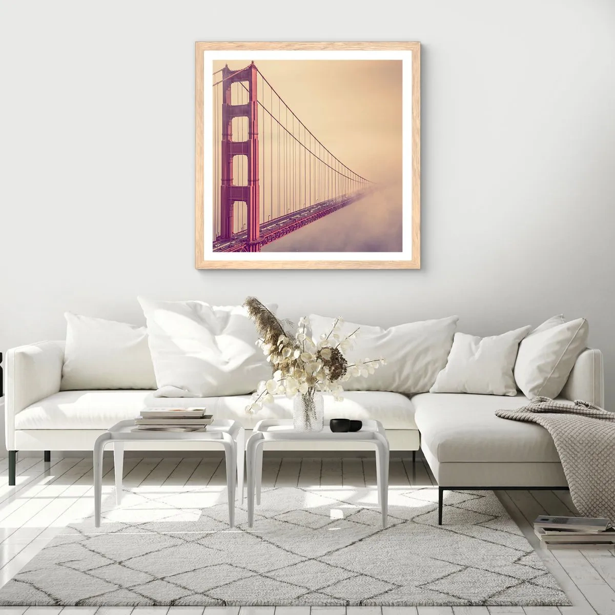 Affiche dans un chêne clair - Poster - Entre ciel et terre - 60x60 cm