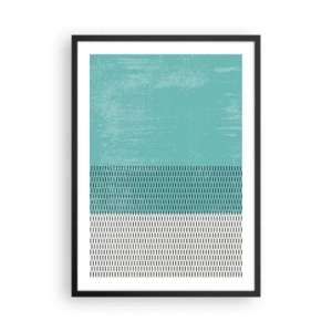 Affiche dans un cadre noir - Poster - Motif géométrique avec des éléments turquoise et blancs dans un style minimaliste - 50x70cm - Composition équilibrée - Décoration murale moderne pour le salon et la chambre ARTTOR