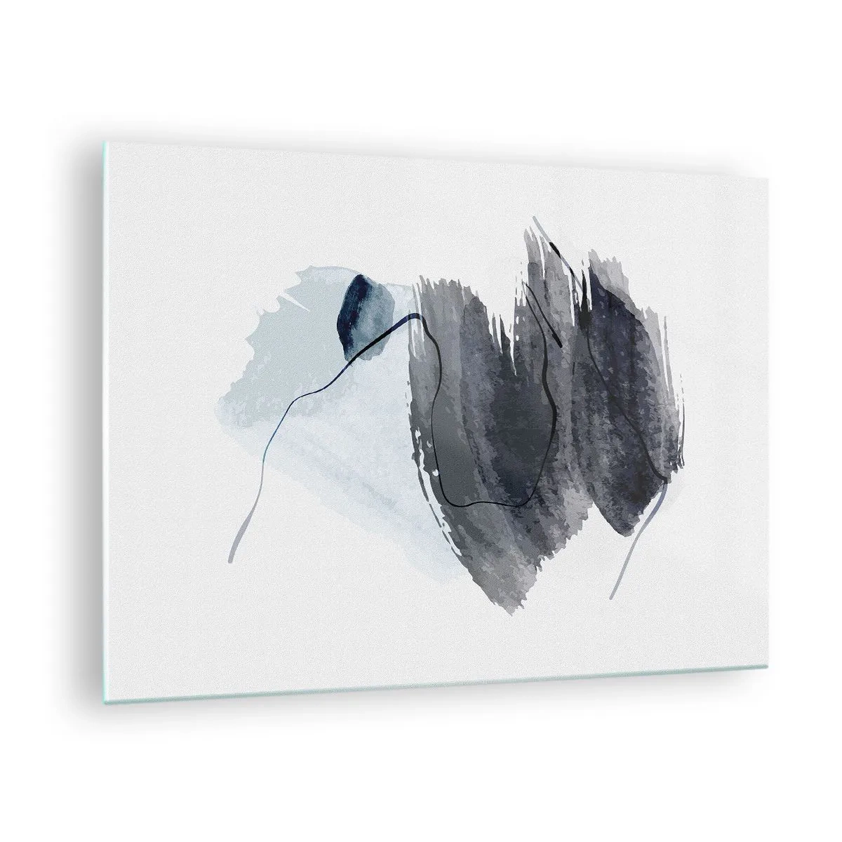 Impression sur verre - Image sur verre - Une composition abstraite dans les tons bleu marine et gris - 70x50cm - Intensité et mouvement - Décoration murale moderne pour le salon et la chambre ARTTOR