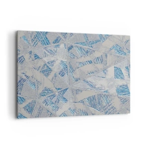 Impression sur toile - Image sur toile - Motifs géométriques dans les tons de bleu et de gris - 120x80cm - Dans un labyrinthe bleu-gris - Décoration murale moderne pour le salon et la chambre ARTTOR