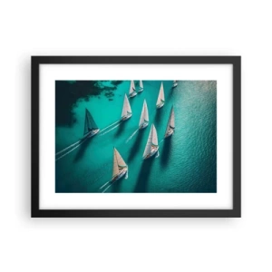 Affiche dans un cadre noir - Poster - Dans une compétition avec le vent - 40x30 cm