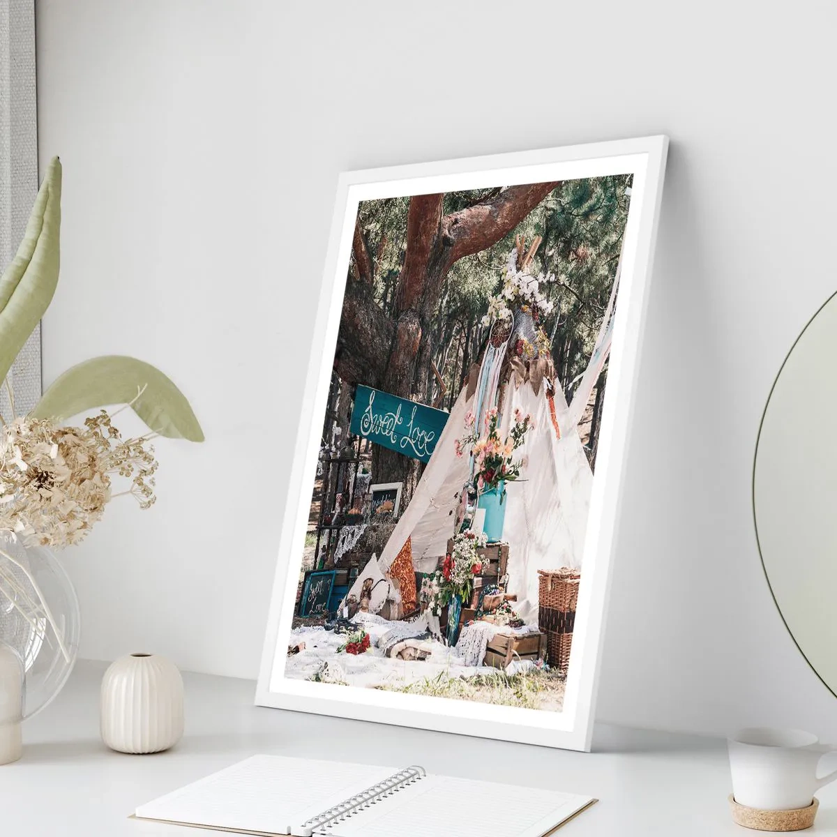 Affiche dans un cadre blanc - Poster - Make love… - 50x70 cm