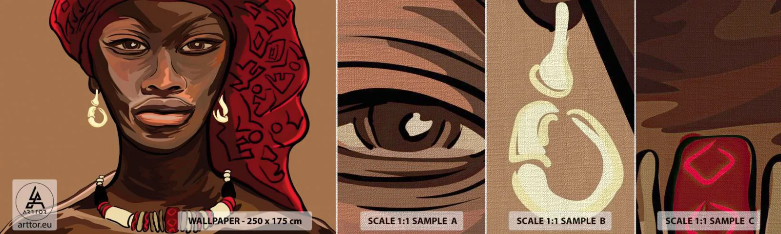 Échantillon de Papier Peint Premium Canvas - Vénus d'ébène - Femme, Afrique, Culture - 100x30 cm