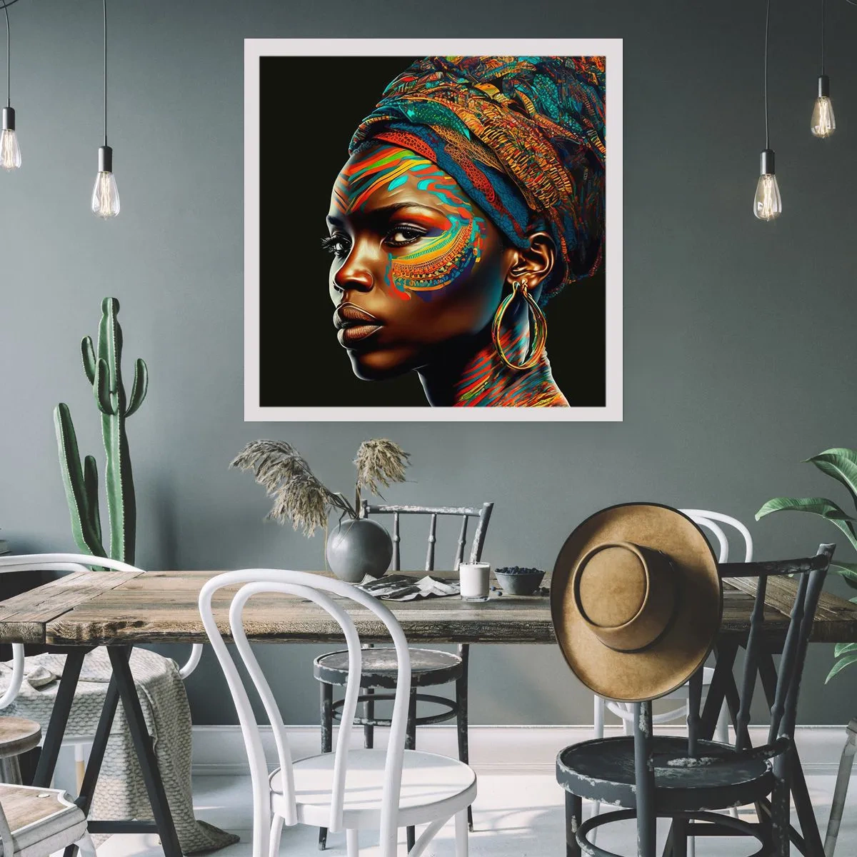 Affiche - Poster - reine africaine - 50x50 cm
