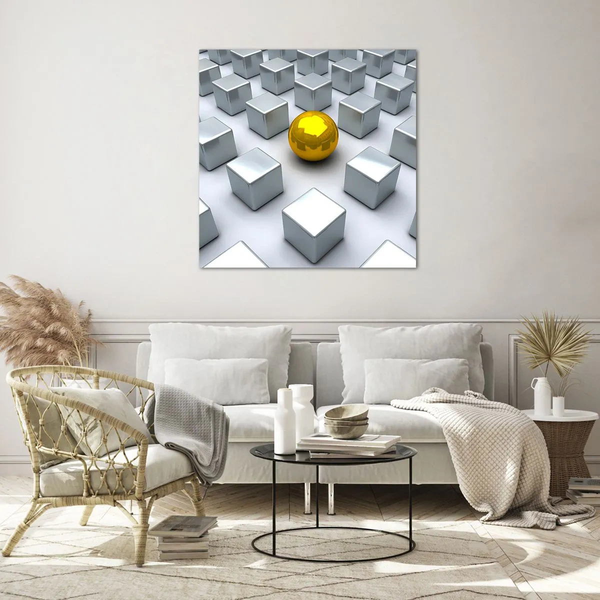 Impression sur verre - Image sur verre - Pourquoi moi? Composition géométrique - 70x70 cm