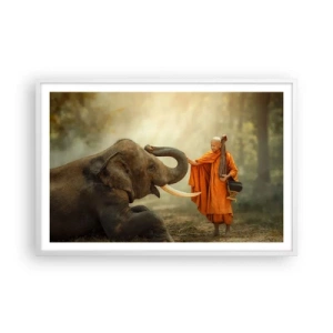 Affiche dans un cadre blanc - Poster - Rencontre en voyageant - 91x61 cm