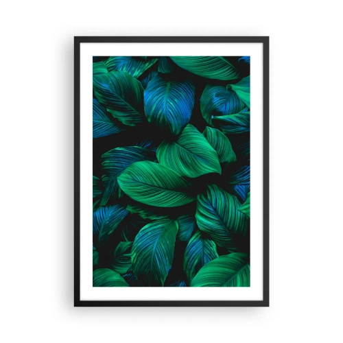 Affiche dans un cadre noir - Poster - Feuilles vertes aux nuances intenses - 50x70cm - Dans la foule verte - Décoration murale moderne pour le salon et la chambre ARTTOR