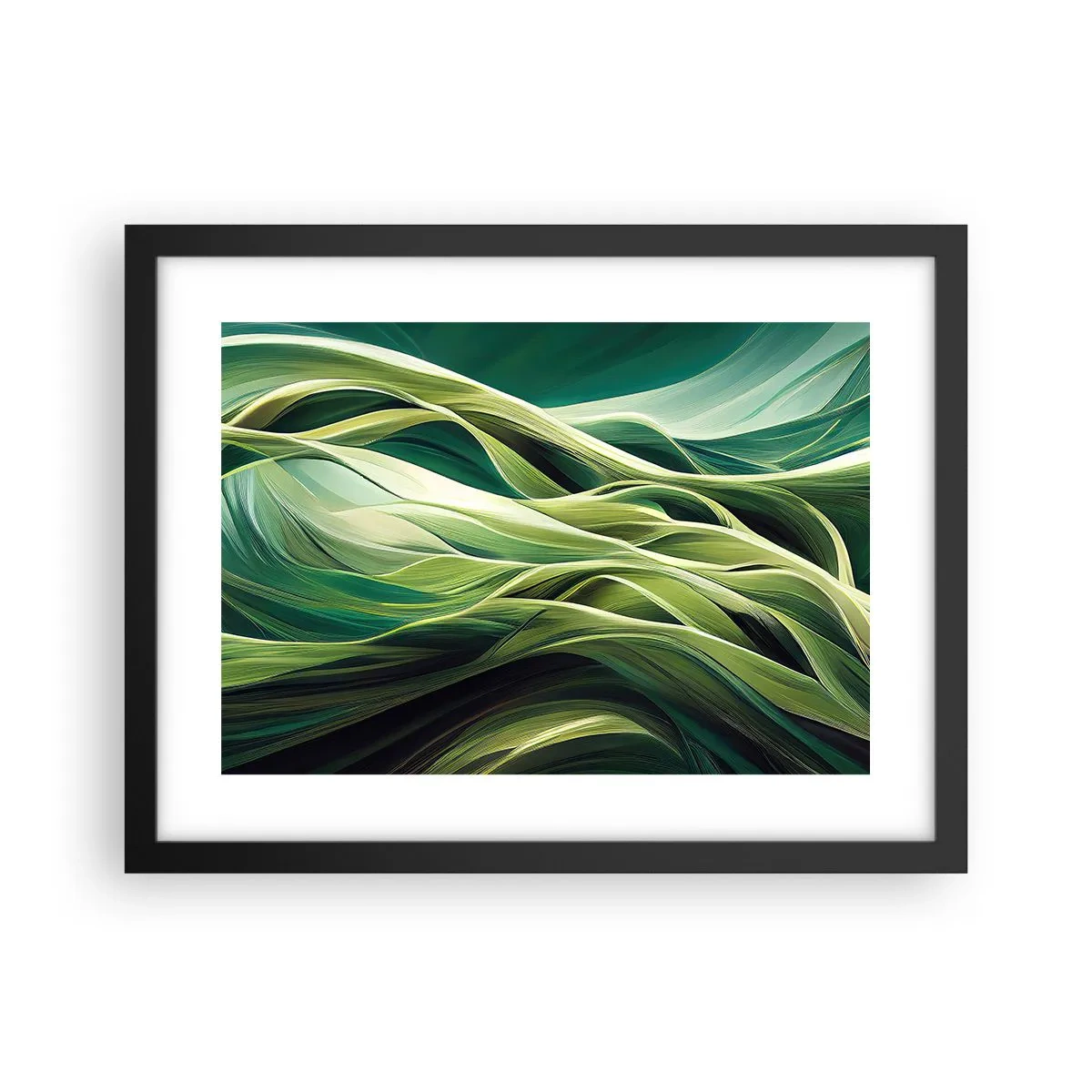 Affiche dans un cadre noir - Poster - Jeu de vert abstrait - 40x30 cm