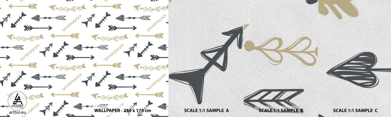 Échantillon de Papier Peint Premium Sand - Le rêve de l'archer - Abstraction, Flèche, Bohème - 100x30 cm