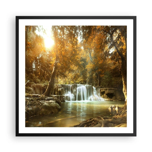 Affiche dans un cadre noir - Poster - Cascade du parc - 60x60 cm