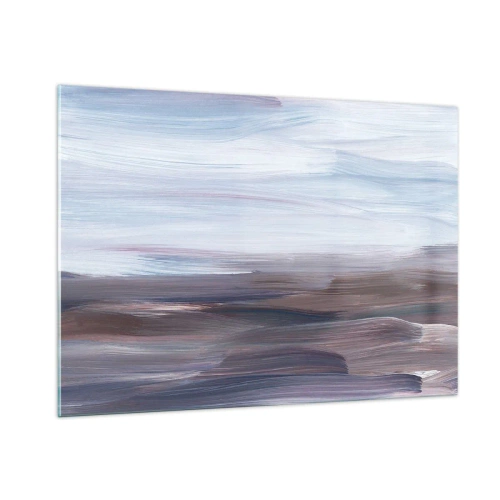Impression sur verre - Image sur verre - Des traînées d'eau horizontales dans des tons de bleu et de marron dans un style abstrait - 100x70cm - Éléments : eau - Décoration murale moderne pour le salon et la chambre ARTTOR