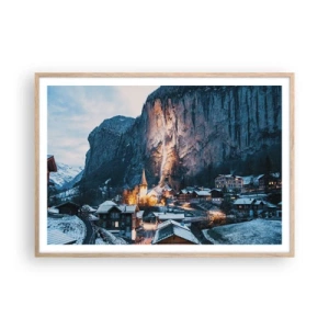 Affiche dans un chêne clair - Poster - Esprit brillant de l'hiver - 100x70 cm