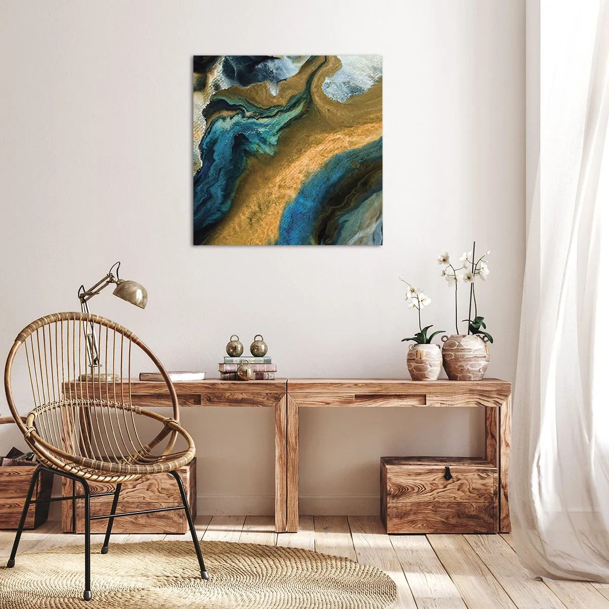 Impression sur toile - Image sur toile - Bleu - jaune - influences mutuelles - 60x60 cm