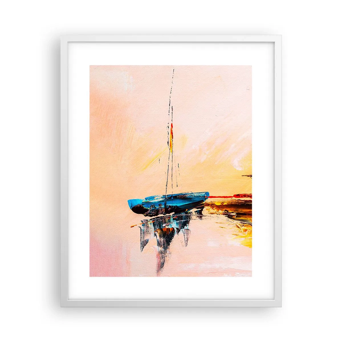 Affiche dans un cadre blanc - Poster - Soirée à la marina - 40x50 cm