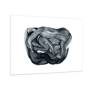 Impression sur verre - Image sur verre - Abstraction de coups de pinceau en noir et blanc - 100x70cm - Ce n'est pas si simple - Décoration murale moderne pour le salon et la chambre ARTTOR