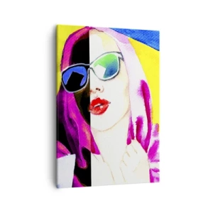 Impression sur toile - Image sur toile - Portrait coloré d'une femme portant des lunettes de soleil - 50x70cm - je ne suis pas blanche et je ne suis pas noire - Décoration murale moderne pour le salon et la chambre ARTTOR