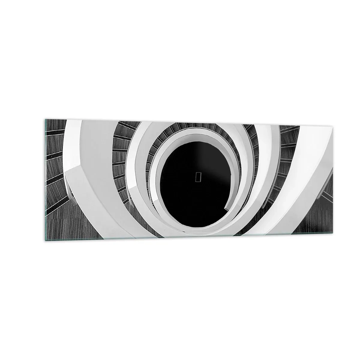 Impression sur verre - Image sur verre - Escalier en colimaçon noir et blanc de style moderne - 140x50cm - Les choses concrêtes - Décoration murale moderne pour le salon et la chambre ARTTOR