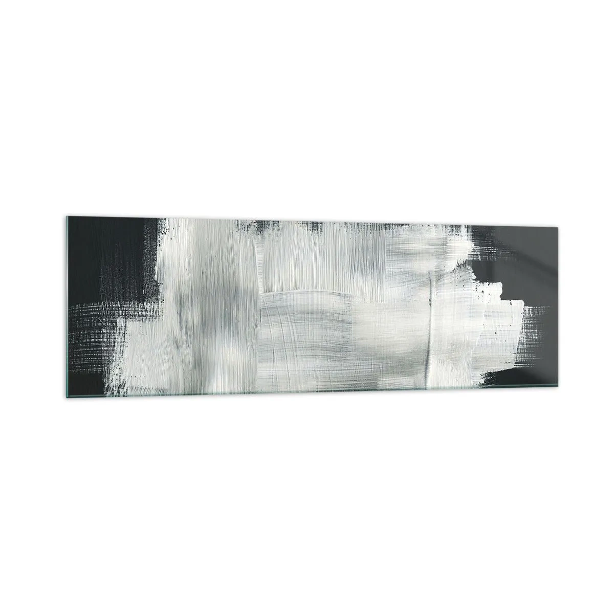 Impression sur verre - Image sur verre - Traits abstraits blancs sur fond sombre - 160x50cm - Tissé à la verticale et à l'horizontale - Décoration murale moderne pour le salon et la chambre ARTTOR