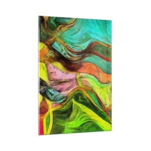 Impression sur verre - Image sur verre - Une composition abstraite avec des taches colorées et des lignes dynamiques. - 80x120cm - Le mouvement c'est la vie - Décoration murale moderne pour le salon et la chambre ARTTOR