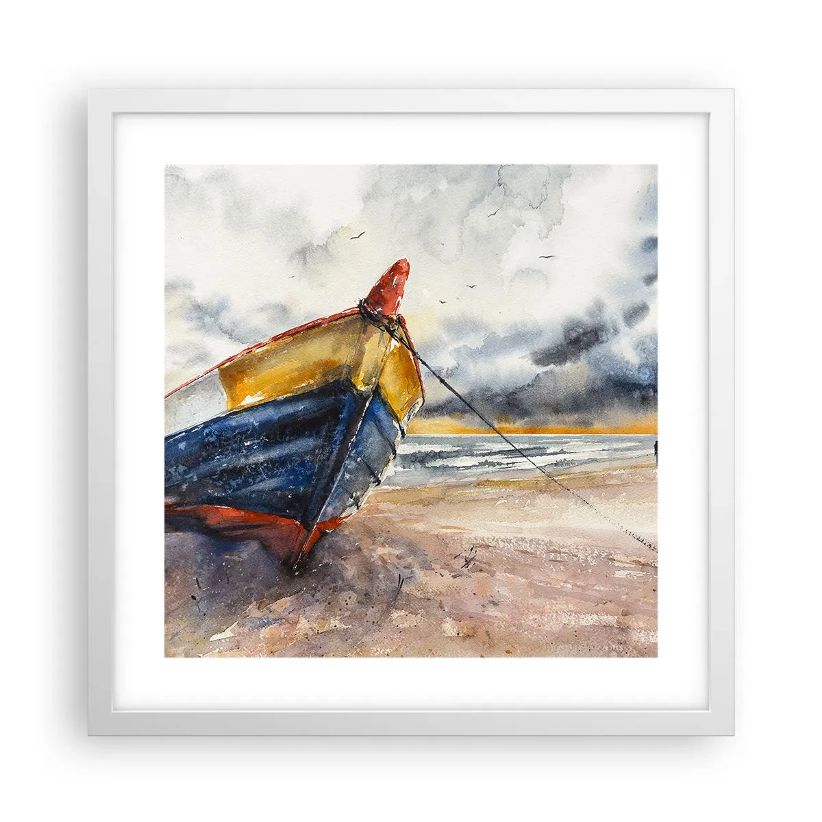 Affiche dans un cadre blanc - Poster - Repos sur le rivage - 40x40 cm