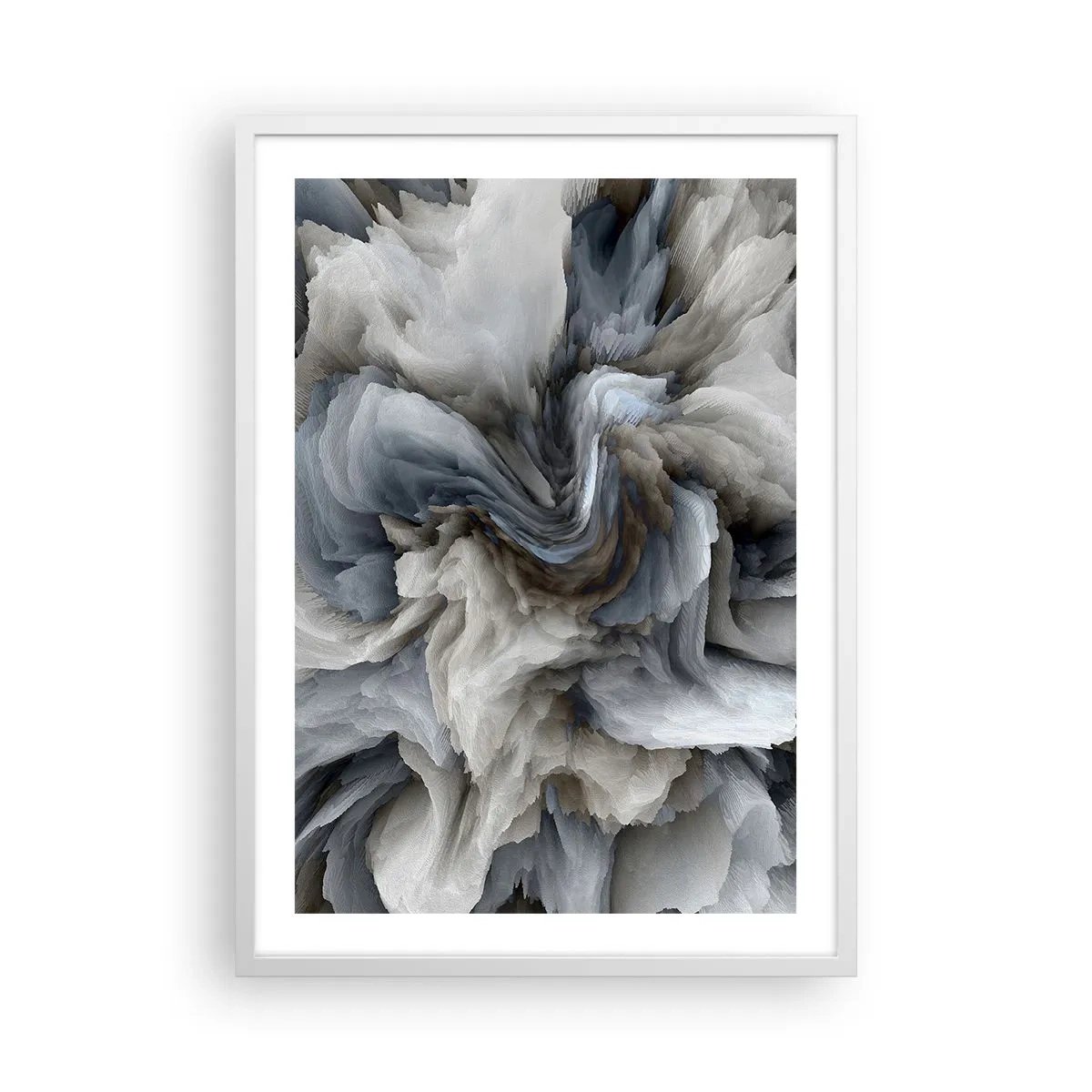 Affiche dans un cadre blanc - Poster - Pierre et fleur - 50x70 cm