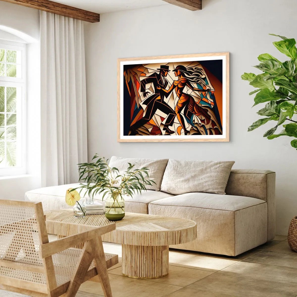Affiche dans un chêne clair - Poster - Danse de passion et de volupté - 100x70 cm