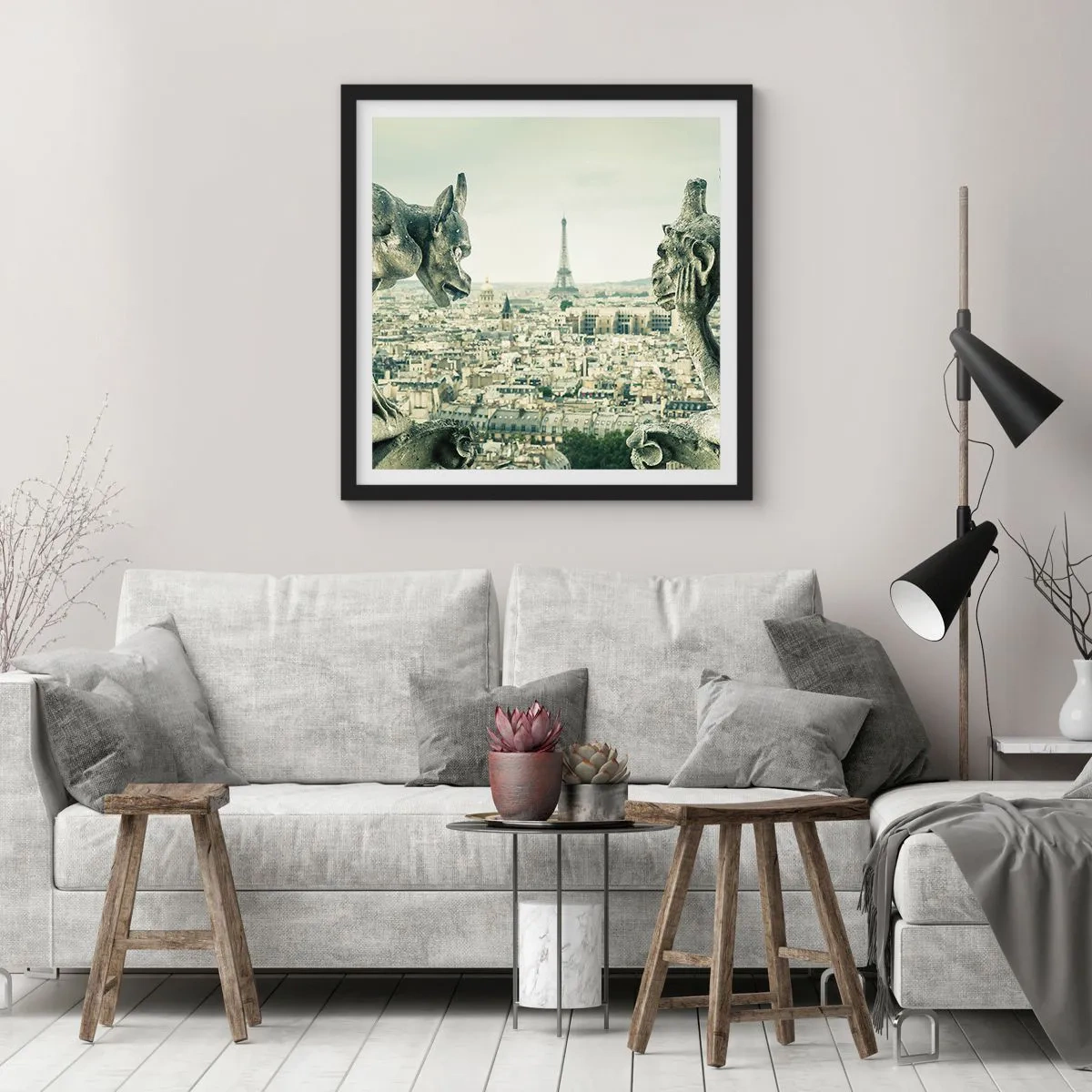 Affiche dans un cadre noir - Poster - Bavardage parisien - 60x60 cm