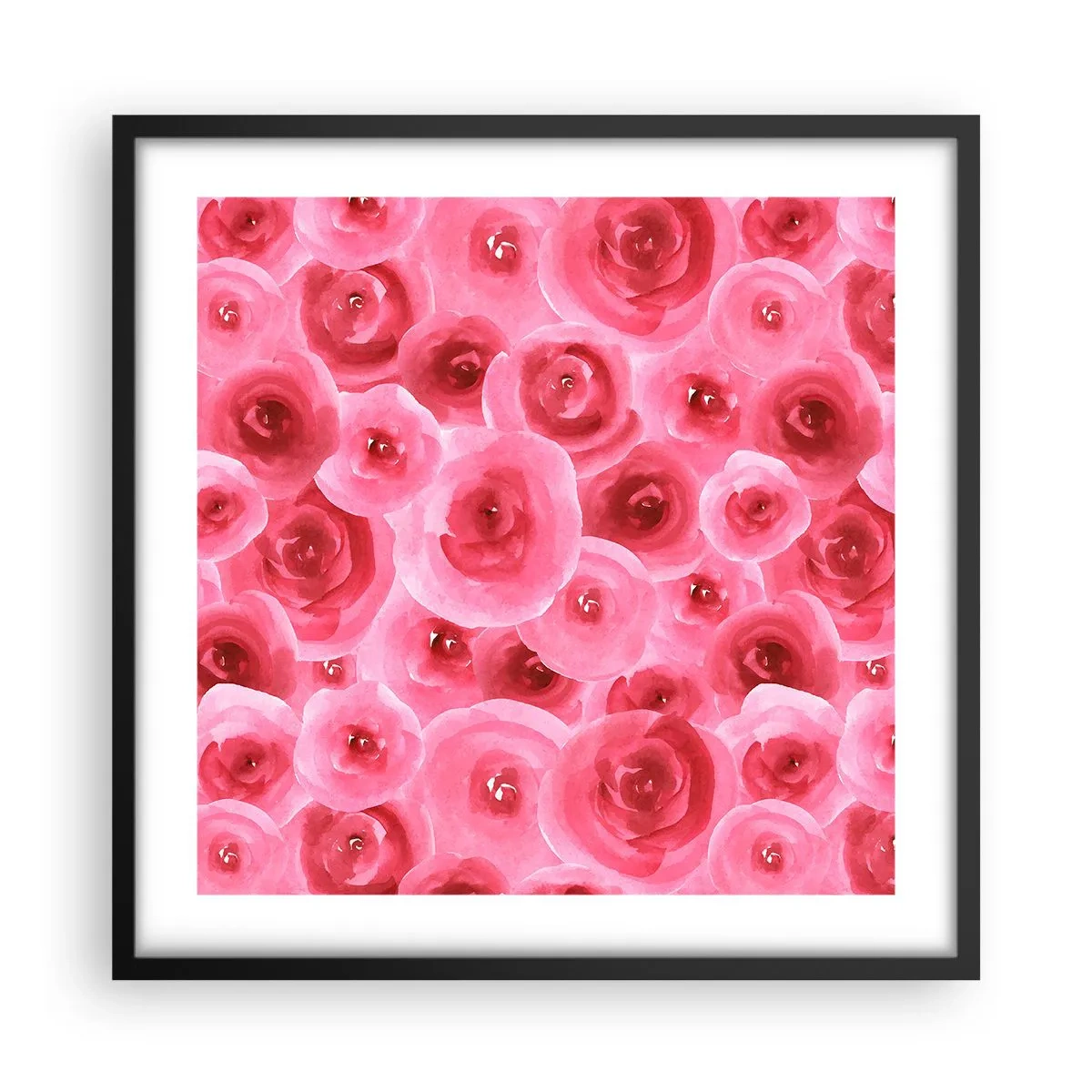 Affiche dans un cadre noir - Poster - Roses en-haut et en-bas - 50x50 cm