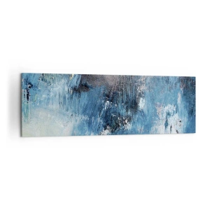 Impression sur toile - Image sur toile - Coups de pinceau abstraits dans des tons de bleu - 160x50cm - Rhapsodie en bleu - Décoration murale moderne pour le salon et la chambre ARTTOR