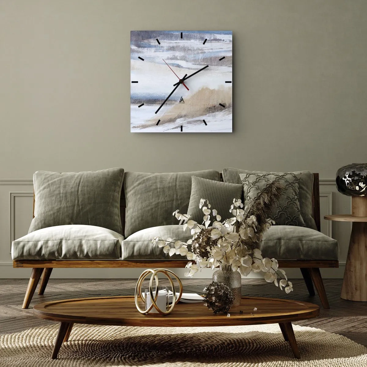 Horloge murale - Pendule murale - Composition hivernale - 40x40 cm