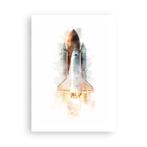 Affiche - Poster - Navette spatiale au décollage, style aquarelle - 50x70cm - Des explorateurs pour commencer - Décoration murale moderne pour le salon et la chambre ARTTOR
