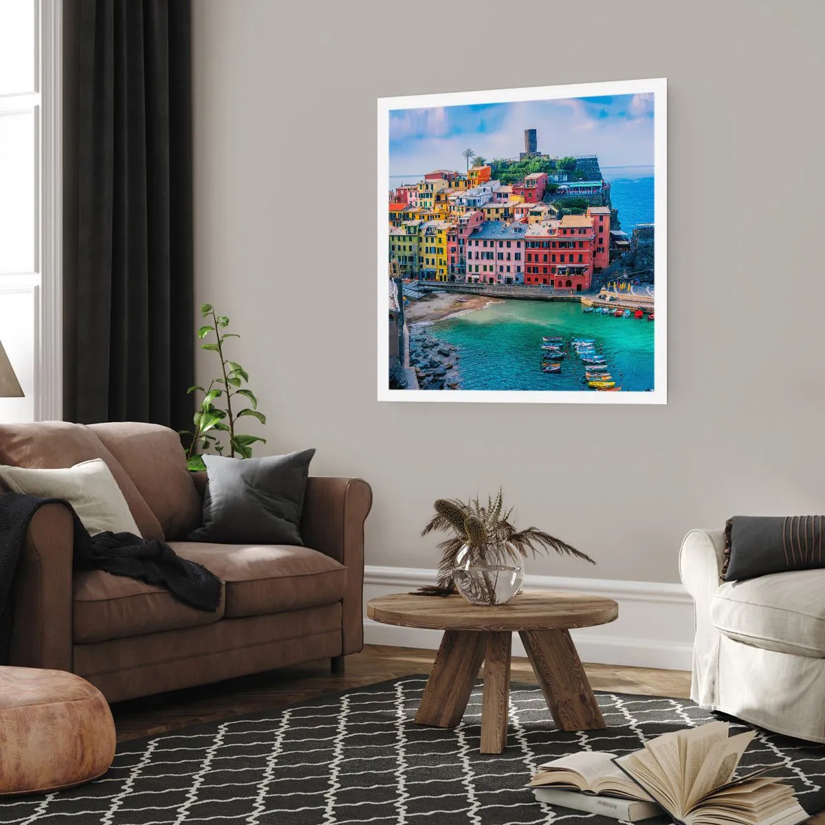 Affiche - Poster - Petite ville magique de méditerranée - 60x60 cm